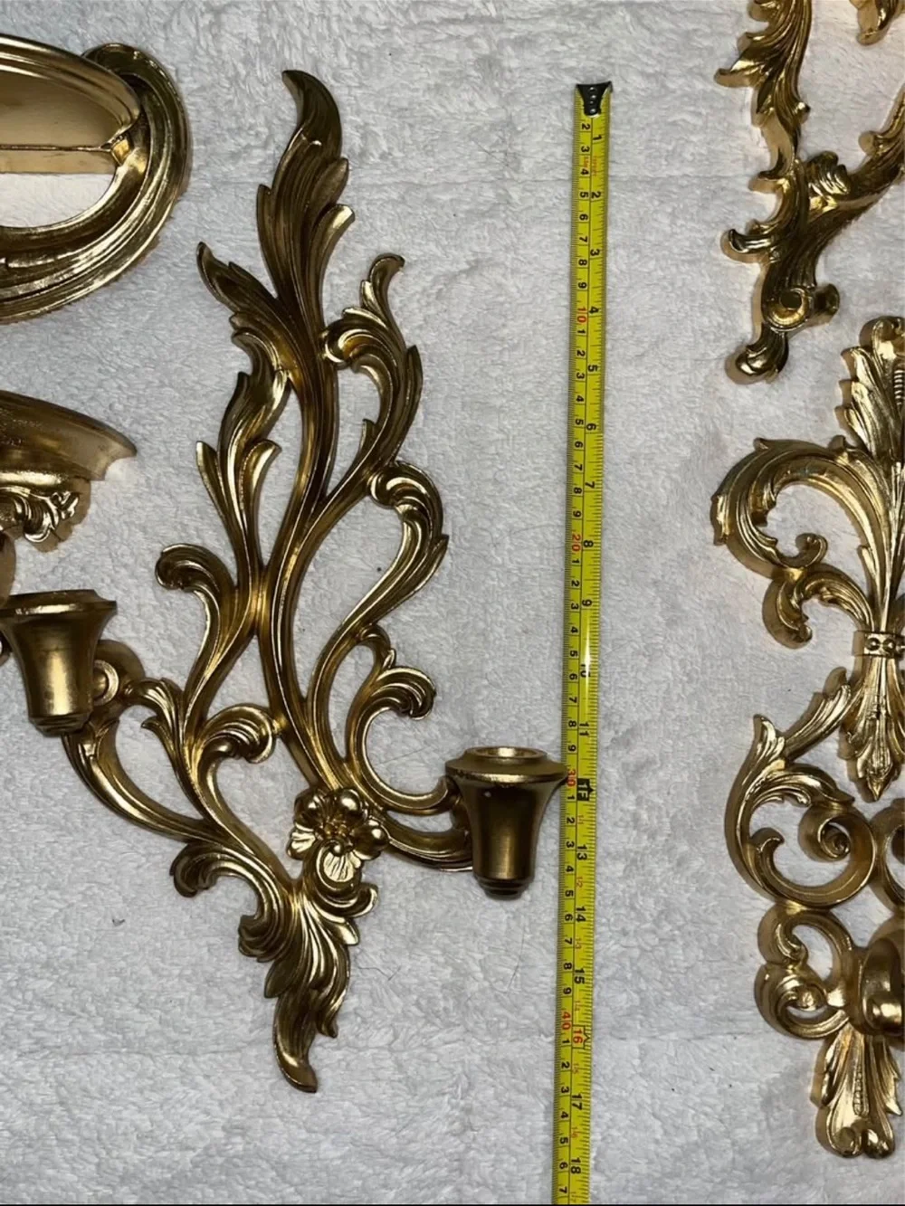 Vintage Gold Ornate Wall Sconces and Shelves - Decorative Home Wall Decor